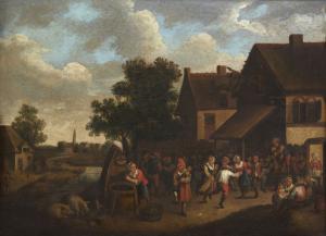 Bauernszene im Freien, Flämische Schule